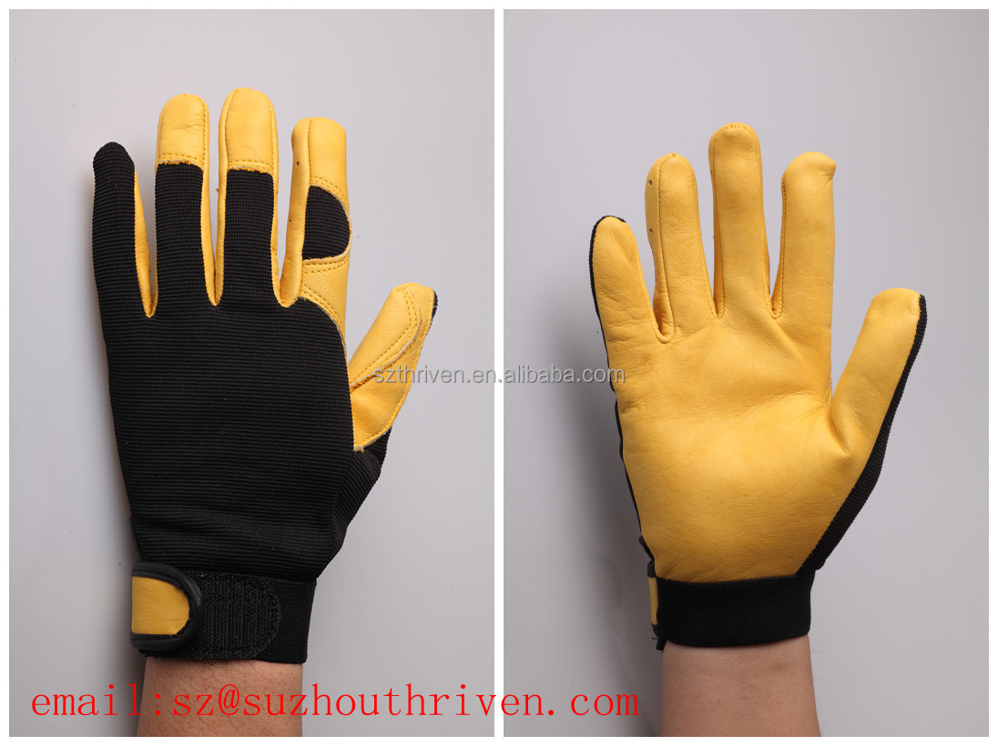 Hete verkoop klittenband manchet lederen golf handschoenen zonder ...