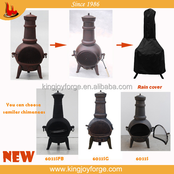 Outdoor Freestanding Cooking Cast Iron Chiminea Fireplace Chimney
