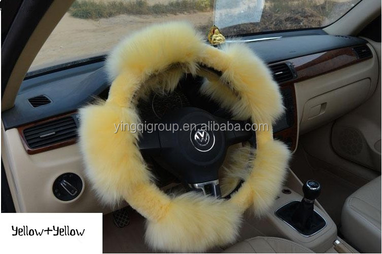 オーストラリアのシープスキン、 長い髪のヤギの毛皮の車のステアリングホイールカバー、 卸売プロのカスタマイズされた、 任意の色、 red+black、 as0401-2問屋・仕入れ・卸・卸売り