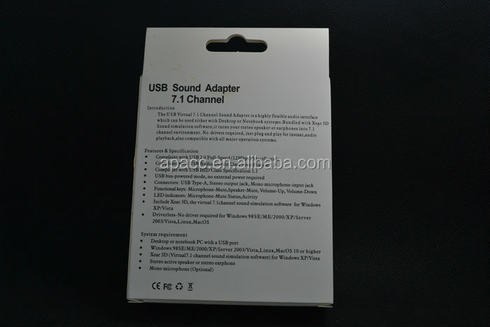 外部usb2.02014年バーチャル7.1オーディオサウンドカードのアダプターiphoneipadのための問屋・仕入れ・卸・卸売り