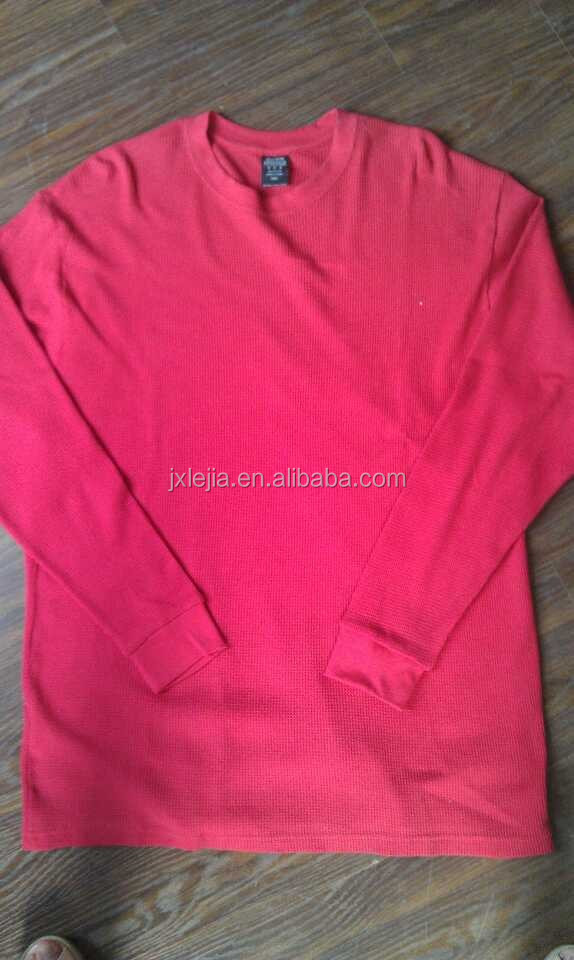 メンズ赤色のロングスリーブサーマルtシャツアメリカ市場問屋・仕入れ・卸・卸売り