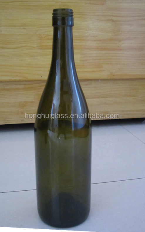 empty recycled 750ml black color red wine bottle 500ml China supply