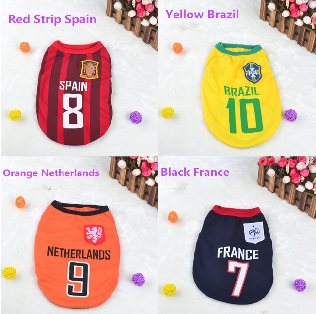 2014年ペットジャージサッカーワールドカップブラジルポルトガルオランダフランスの犬の服問屋・仕入れ・卸・卸売り