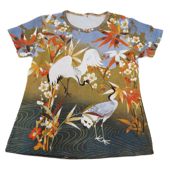 和柄半袖・プリントTシャツ 花鳥風月・恋始め 総柄レディースプリントTシャツ問屋・仕入れ・卸・卸売り