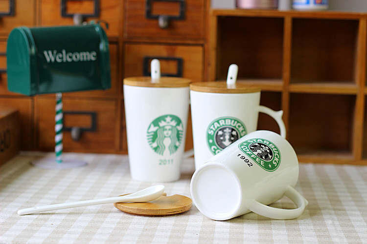 Купить 320 мл starbucks стакан керамическая чашка с деревянной крышкой ...