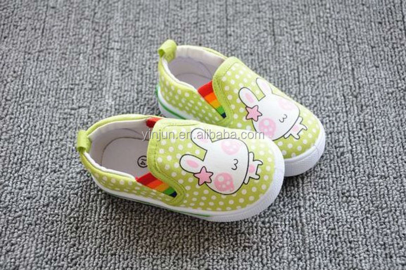 ファッション黄色の波ポイントウサギの女の子カジュアルキャンバスシューズ問屋・仕入れ・卸・卸売り