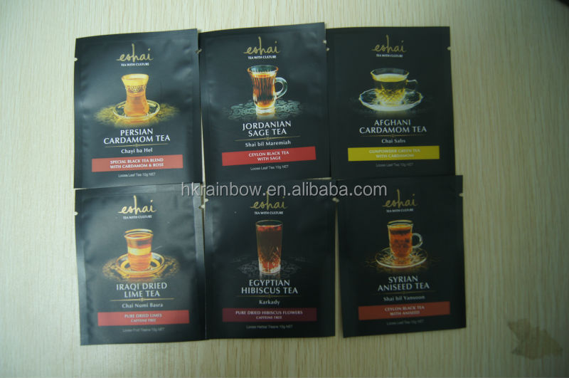 wonderful printing Matt OPP three siade seal tea bags with tear notch