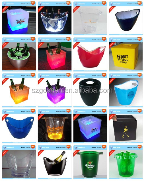Plastic champagne bucket with led,China Goshen price supplier 21food