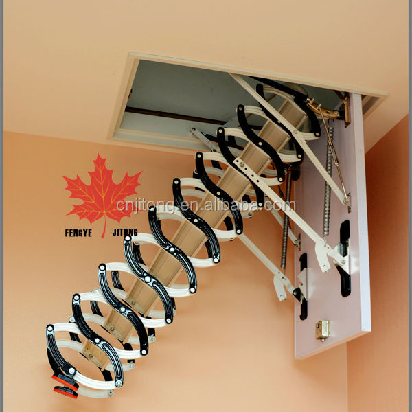 引き込み式テレスコピックl-03高品質のスチール折り畳み屋根裏のはしご、 省スペース階段をロフト問屋・仕入れ・卸・卸売り