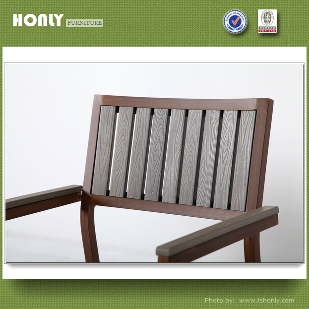 Aluminum frame hotel restaurant armchair plastic wood hotel armchair