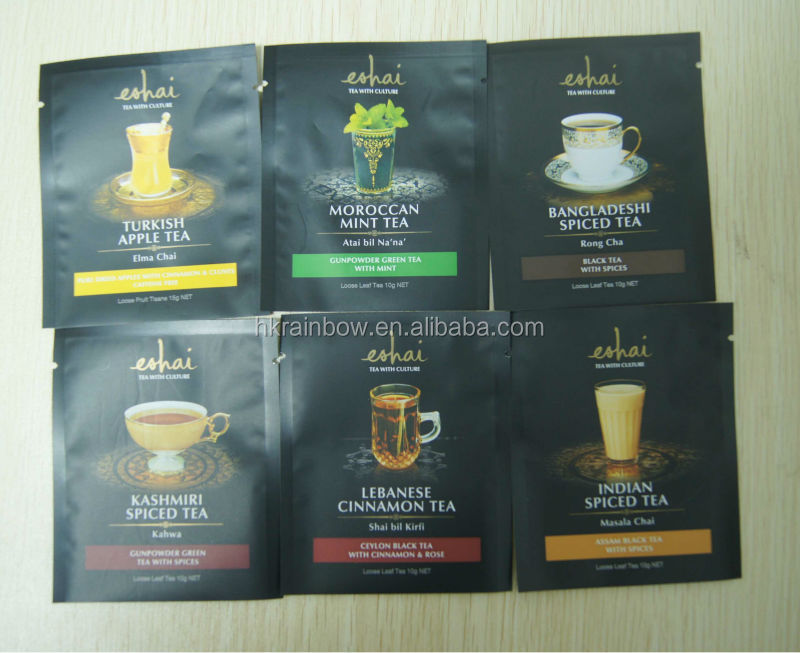 wonderful printing Matt OPP three siade seal tea bags with tear notch