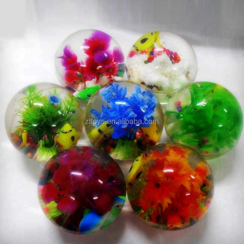 海の世界をバウンスボールカラフルなledで魚水弾むゴムボールの高品質子供の演劇弾むボール仕入れ・メーカー・工場