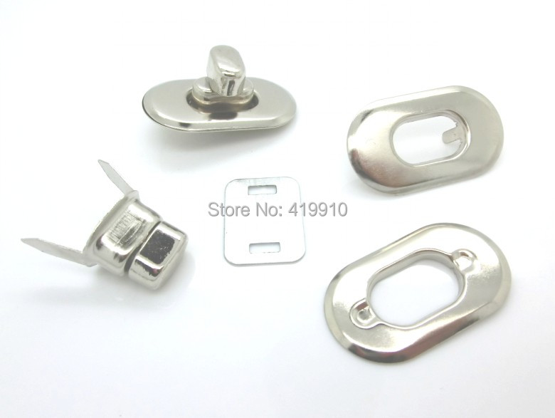 10 Sets Silver Tone Oval Clasps Handbag Bag Accessories Twist Turn Lock 37x21mm