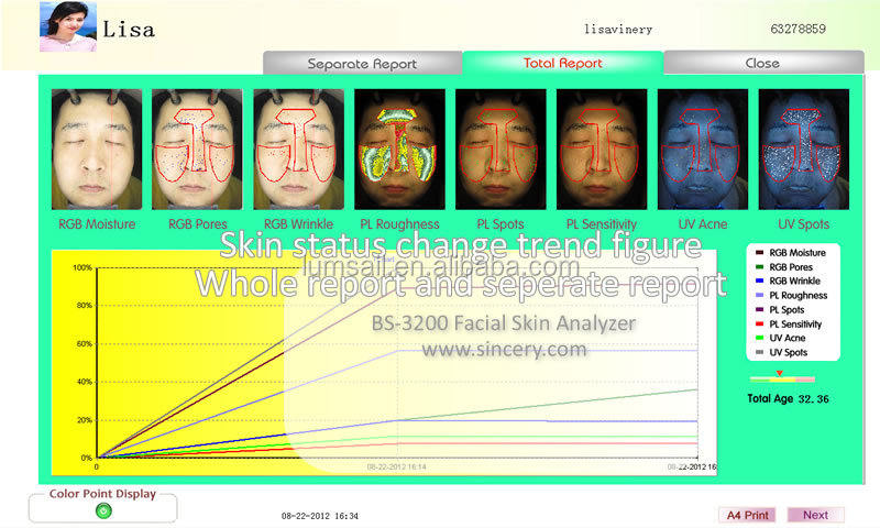 最新コンピュータ2013マジックミラースキンアナライザーフェイシャルスタイルインテリジェント皮膚水分計皮膚試験装置問屋・仕入れ・卸・卸売り