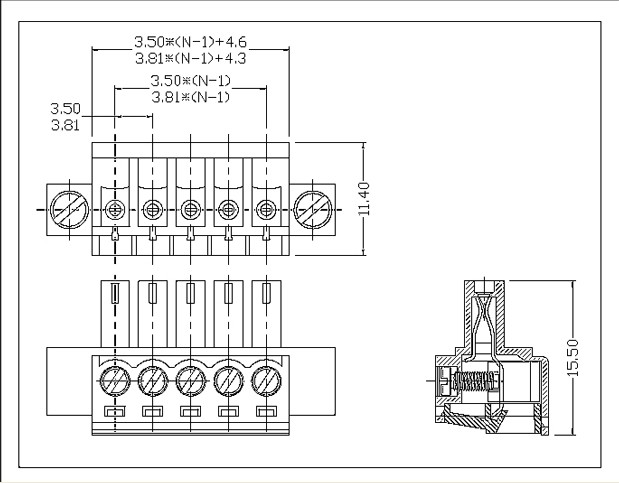 プラグイン可能なターミナルブロック15edgkm_3.81mmpcbコネクタ付ネジ穴のピッチ仕入れ・メーカー・工場