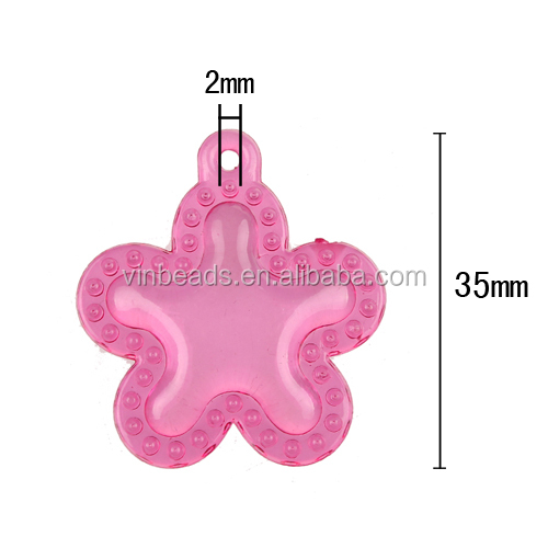魅力的な35mmtranparent混合色アクリルフラワービーズ分厚い花diyのための子供のネックレスの魅力のペンダント問屋・仕入れ・卸・卸売り