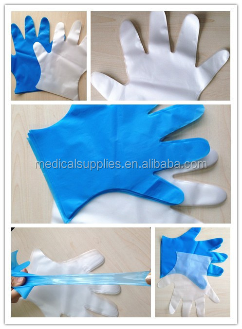 青使い捨てldpe/hdpe/peプラスチック製手袋、 cpeの手袋問屋・仕入れ・卸・卸売り