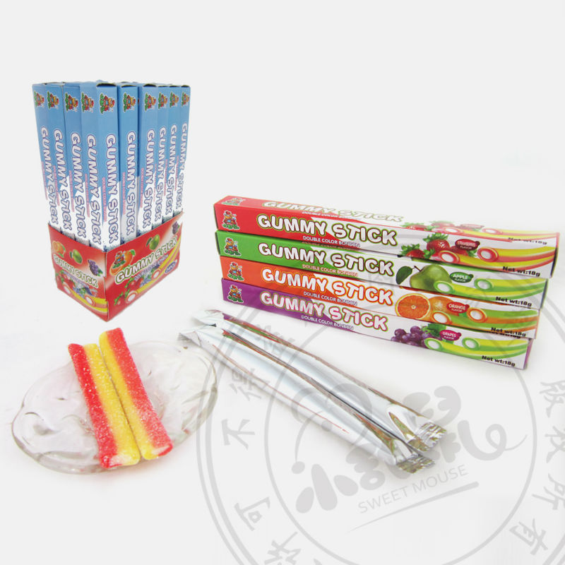 20g New double color sour gummy stick candy
