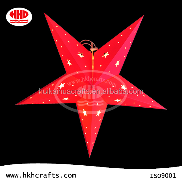 Fluorescence color star hollow out paper star lantern wholesale