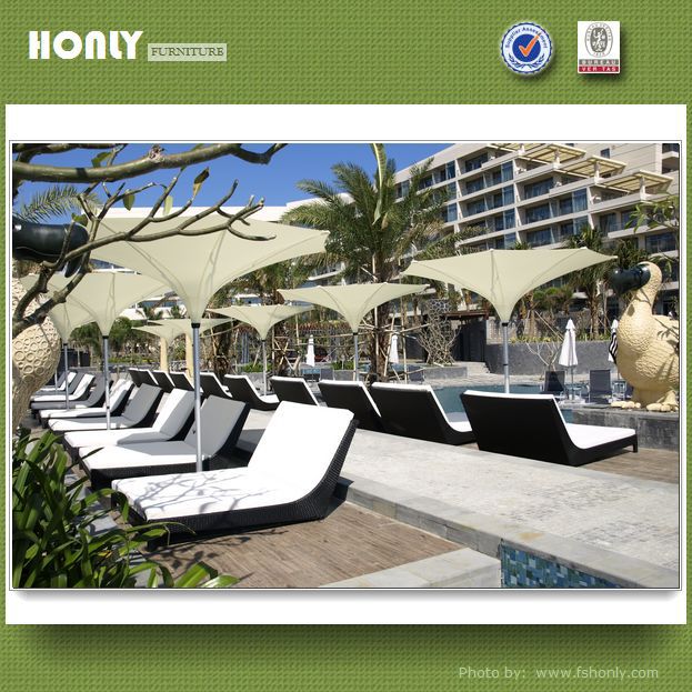 Double outdoor beach poolside Aluminum rattan chaise sun lounger