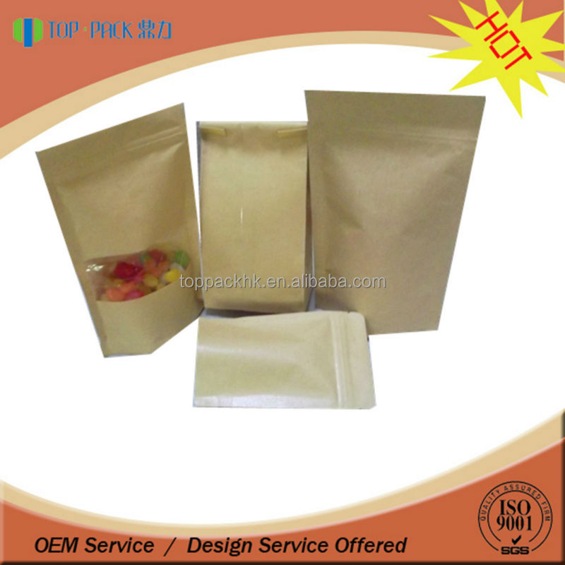 Food kraft paper bag with tin tie/Doypack standing up plastic kraft paper tea bag