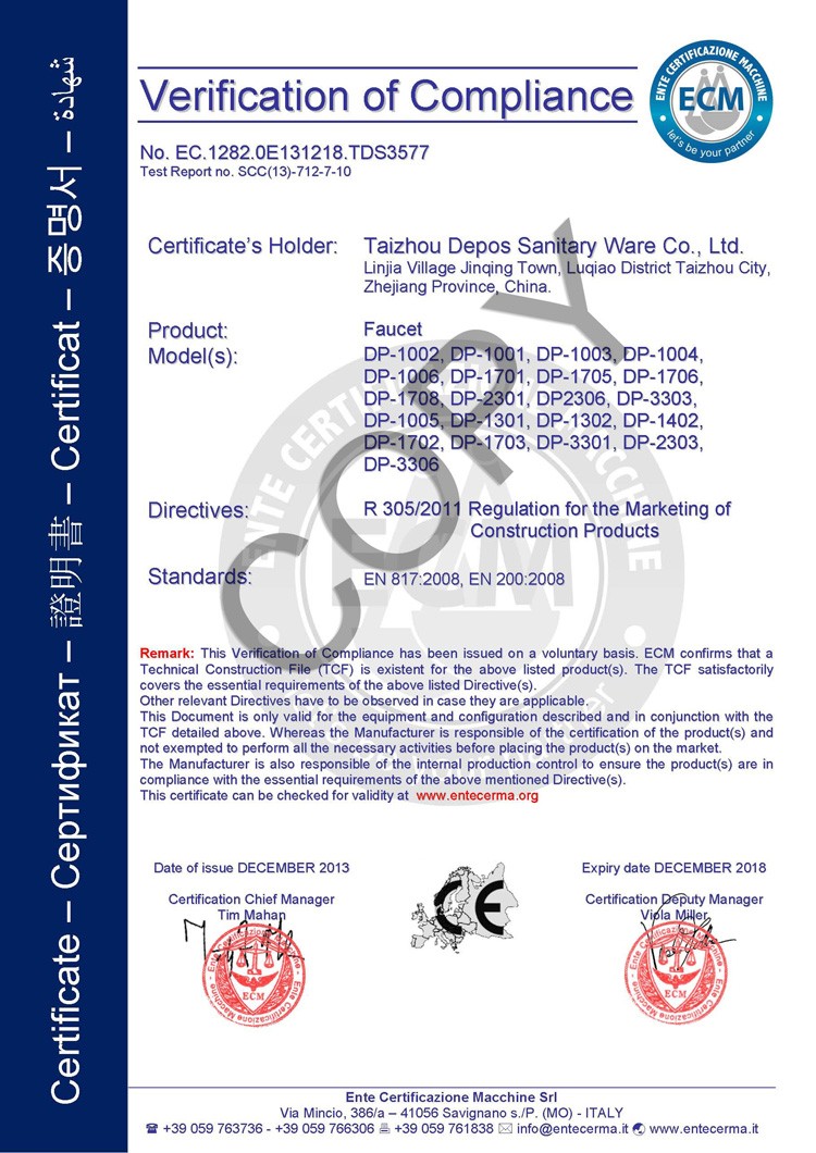 CE CERTIFICATE