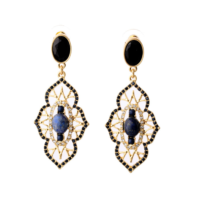 Micro Pave Diamond Studded Designer Pendant Earrings Vintage Gold E762147 6 Jpg