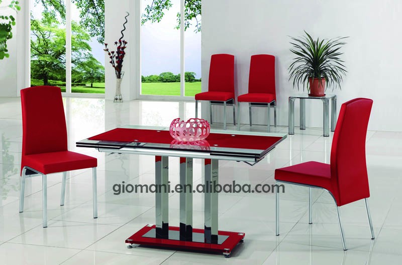 ホームデザインつや消し拡張可能ガラストップダイニングテーブル4椅子仕入れ・メーカー・工場