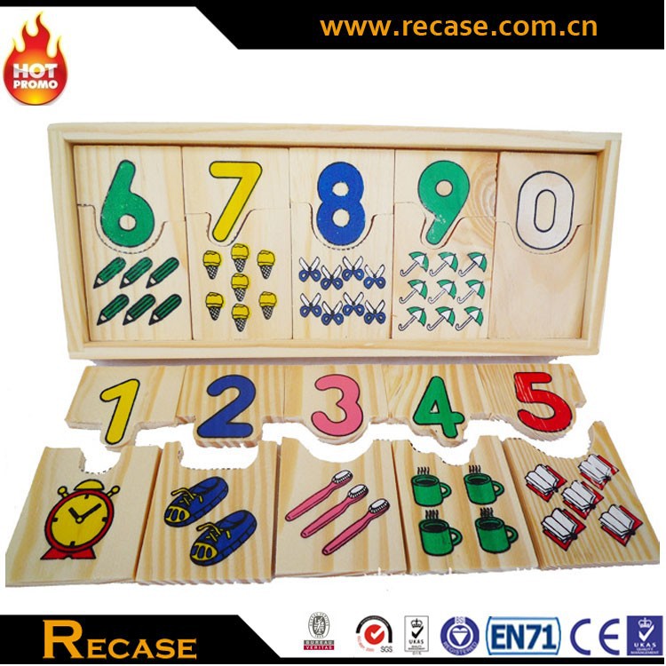  Toys Kids Game Wood number Puzzles, High Quality Wooden knob Puzzle