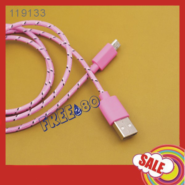 2014 hot selling multi colors nylon micro usb cable for samsung /iphone /smart phone問屋・仕入れ・卸・卸売り