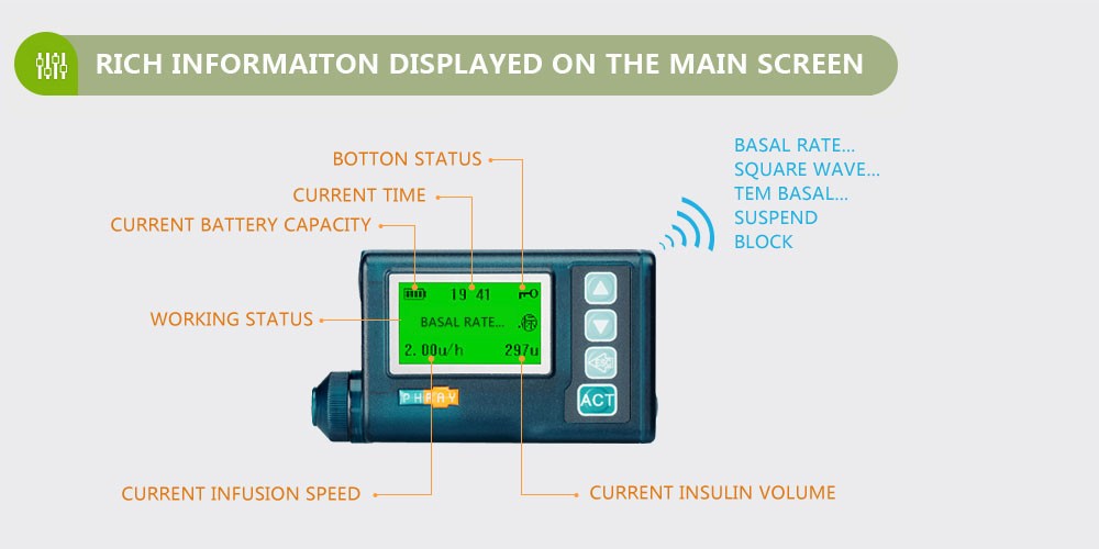 small size medical insulin pump diabetes with ce