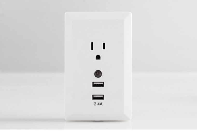 Usa Standard Extension Usb Wall Socket Smart Light Sensor Night Light