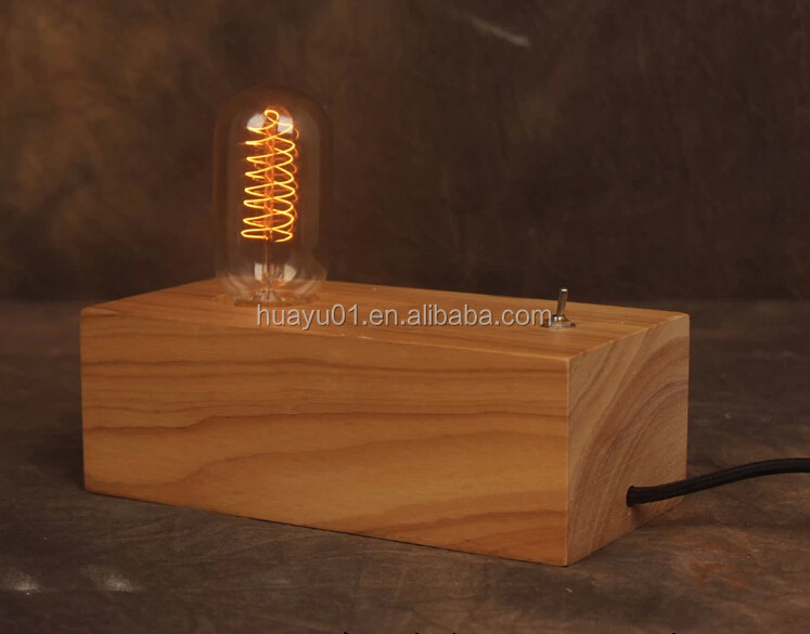 卸売ヴィンテージアンティーク木製テーブルランプエジソンエジソン電球ウッドランプ問屋・仕入れ・卸・卸売り