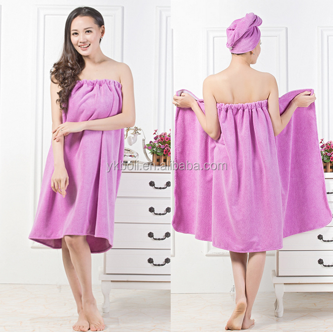 women terry spa body wrap towel shower bath robe