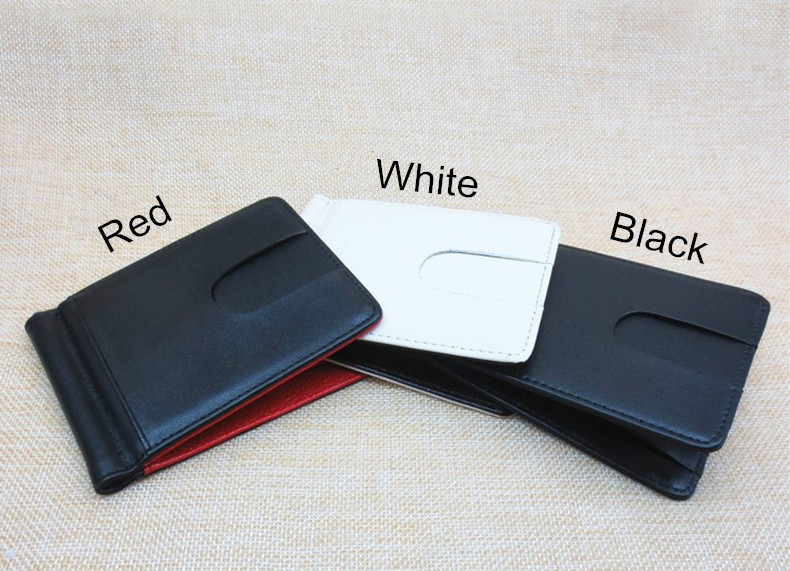 ファッショナブルなデザイン白い正方形カードホルダー革ビンのドルの財布、 金属お金クリップ付カード財布機能仕入れ・メーカー・工場