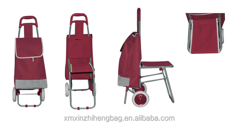 Durable cheap folding shopping trolley bag with seat from China supplier仕入れ・メーカー・工場