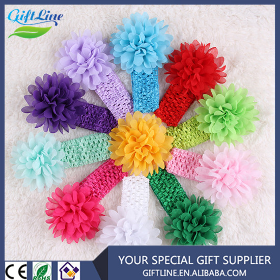 598 New baby headbands handmade 957 High Quality Baby Colorfull Headband With Big Flower/ Kids Handmade   