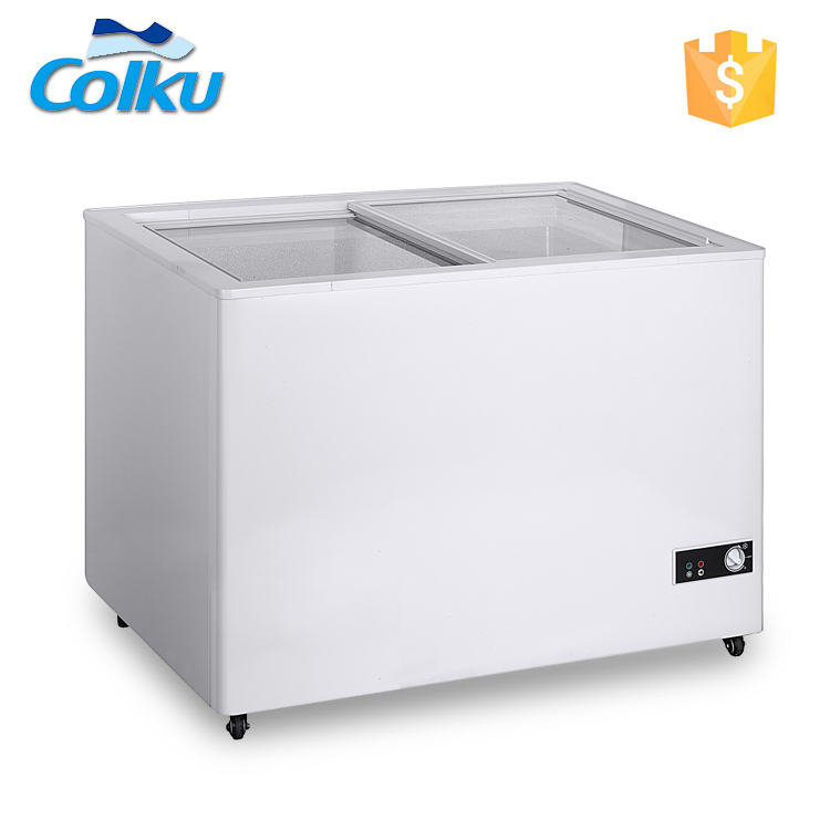 Solar Powered 160l Double Door Sliding Glass Lid Deep Freezer