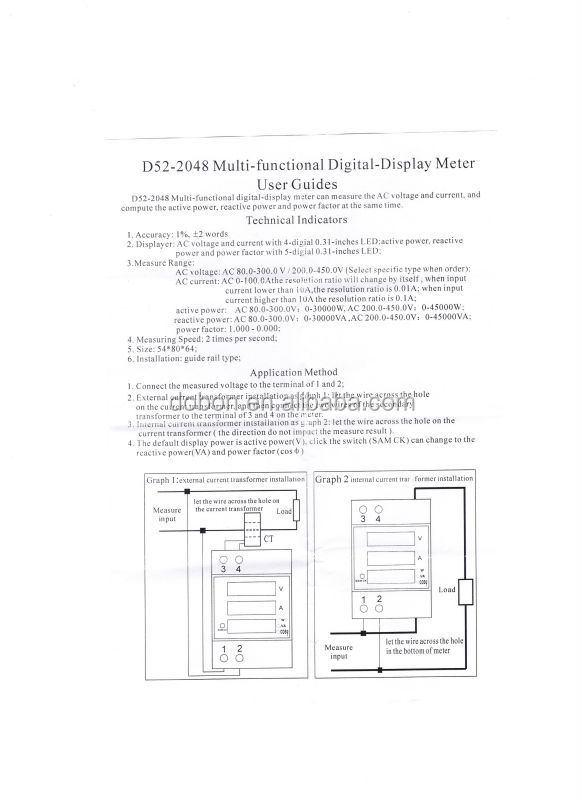 Ac80-300v100adin- レール赤緑のled表示ac電圧計電流計パワーメータ力率有効電力皮相電力ディスプレイ問屋・仕入れ・卸・卸売り