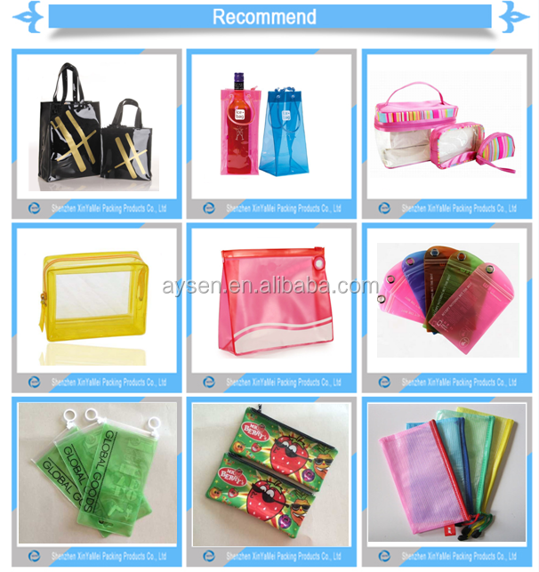clear transparent pvc bag with zipper and handle