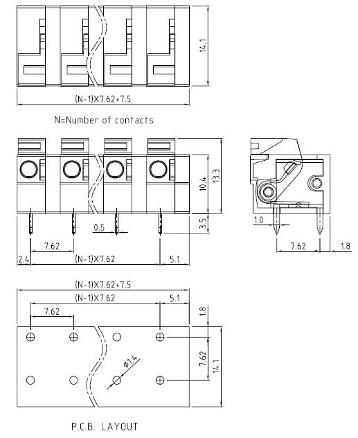 スクリューレス端子台pcbコネクタ( 5.0ミリメートル、 5. 08ミリメートル、 7.5ミリメートルピッチ)仕入れ・メーカー・工場