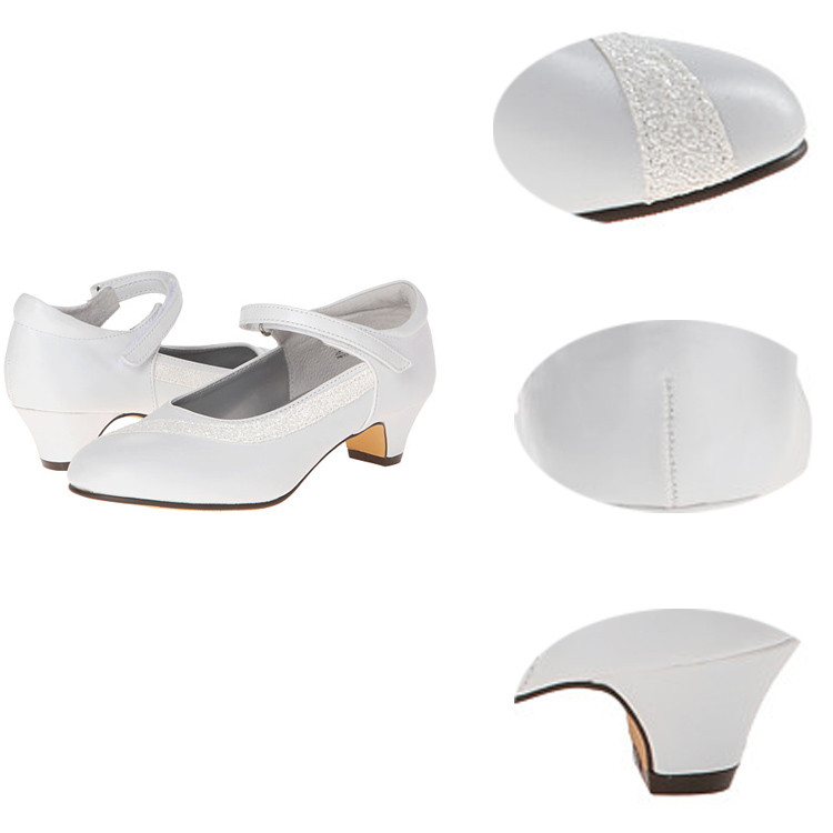 white color satin kid heel shoe
