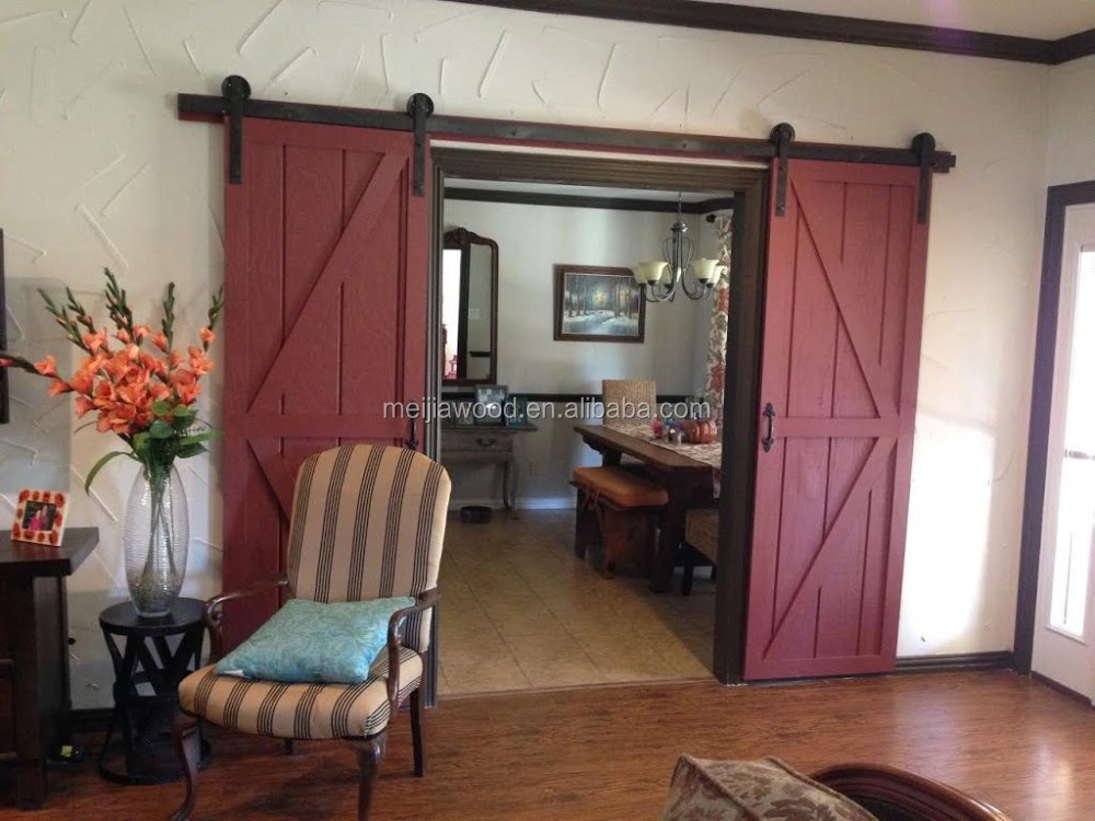 36 X84 K Brace Double Red Sliding Barn Door Slab For Living Room