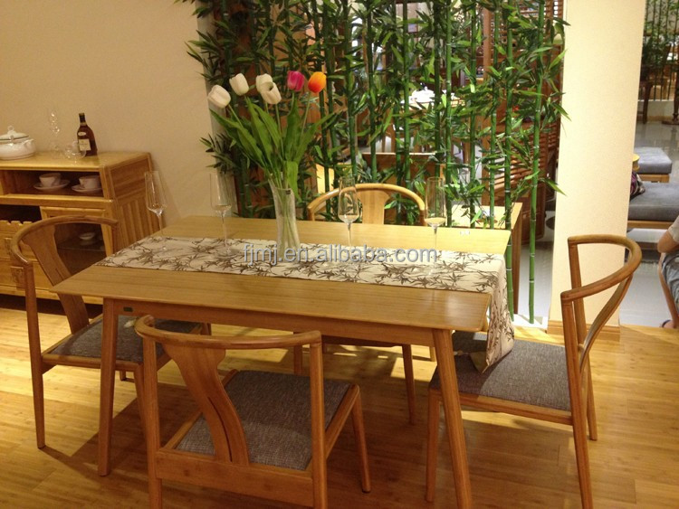 Model01cz02 Simple Design Rectangular Bamboo Dining Table Set With