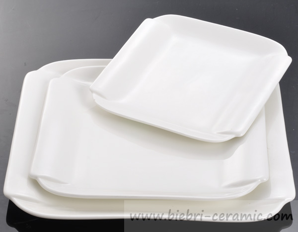 08 8 inch elegant white square shape porcelain dinner serving plates dishes for hotel and restaurant