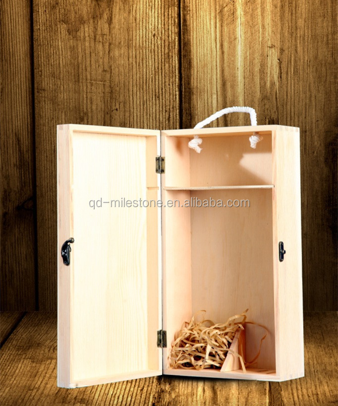 unfinished wooden craft case for red wine storage