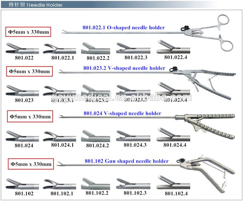 Reusable Laparoscopic Needle Holder Left Curved Right Curved Tip V