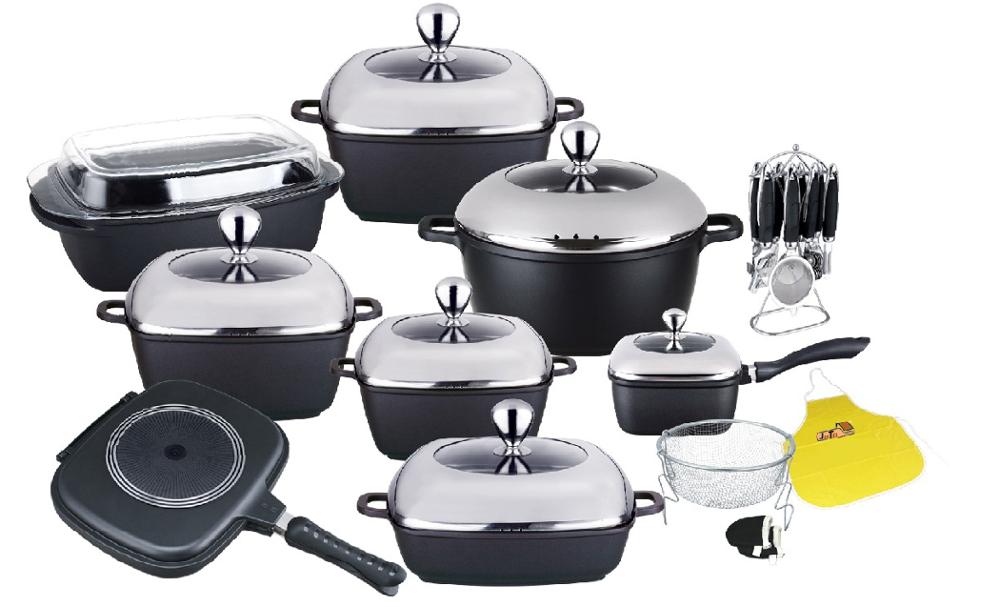 Cast Aluminium Casserole Sets 22pc/26pc/32pcs/16 Pcs/20pcs Cookware