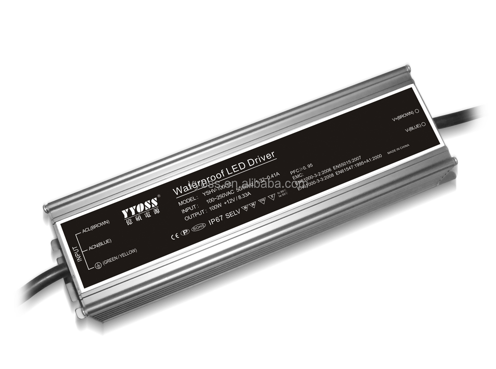 TUV/EMC 100w led driver 24v with high efficiency 91% 5years warranty