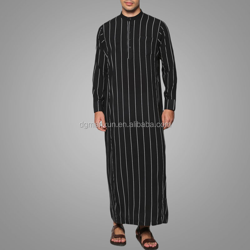 Modern ethnic simple design striped men jubah men islamic clothing